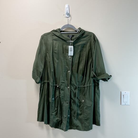 torrid Tops - NWT Torrid size 2 VOILE SHORT SLEEVE HOODED ANORAK